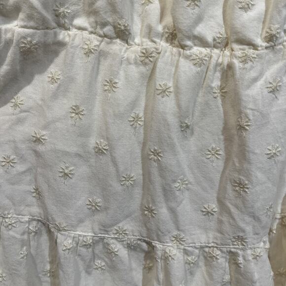 Old Navy Puff Sleeve Tiered Embroidered Mini Dress Ivory Size XL Boho Cottage - Picture 9 of 14